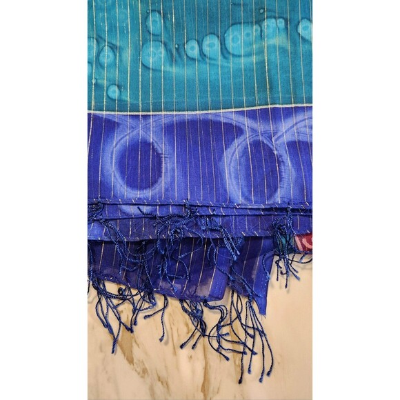 Vintage YMLA Shawl Beach Wrap Tropical Island Dolphins Scarf Tapestry 68" x 43" - Picture 4 of 12